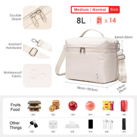 NOL Natural Organic Lifestyle lunch bag cream, side pocket, easy-access storage