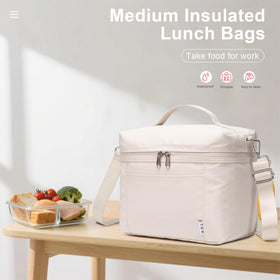 NOL Natural Organic Lifestyle lunch bag cream, top view showcasing compact design