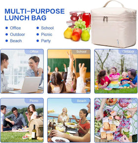 NOL Natural Organic Lifestyle lunch bag cream, waterproof nylon exterior keeps contents dry