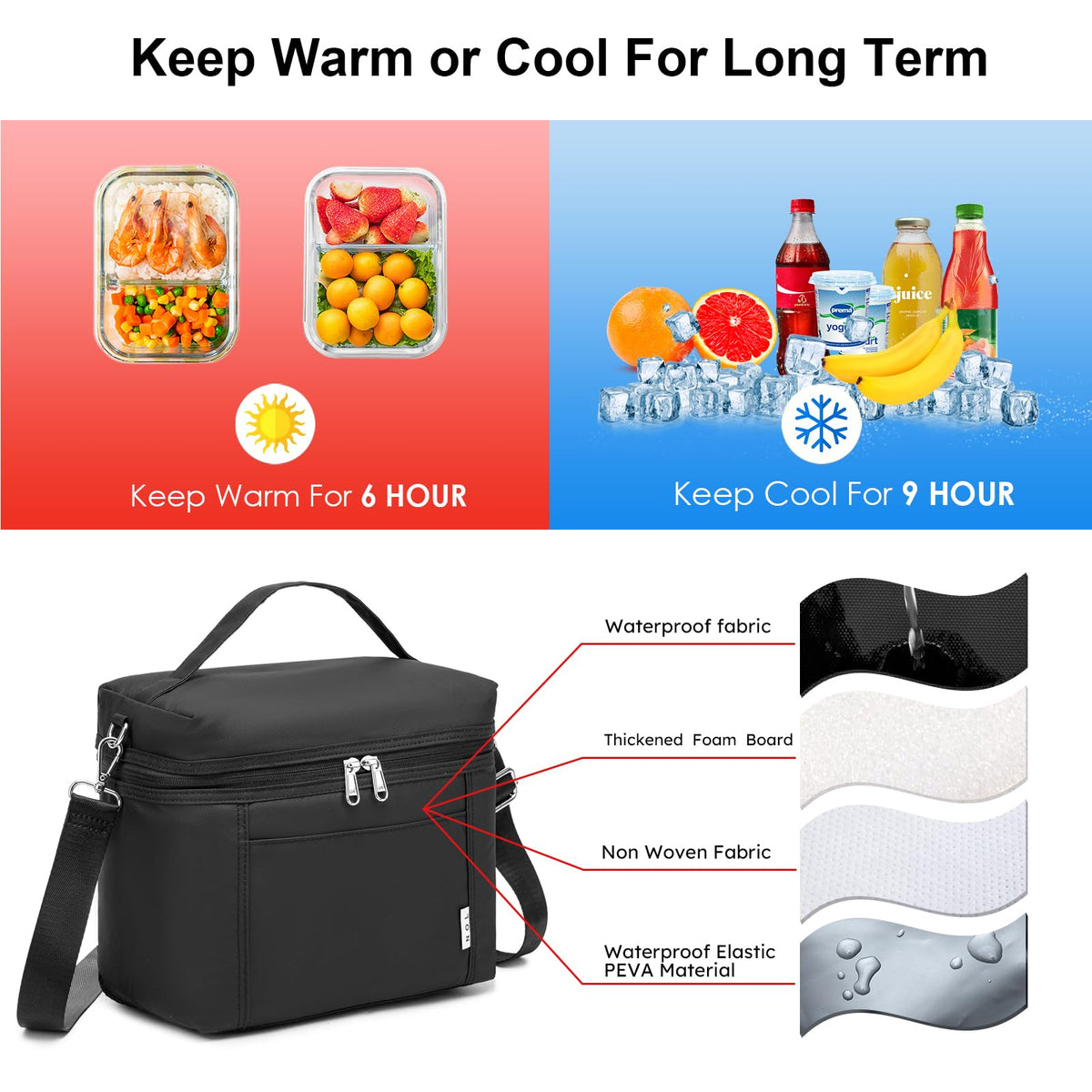 NOL Natural Organic Lifestyle removable strap enables hands-free carrying.