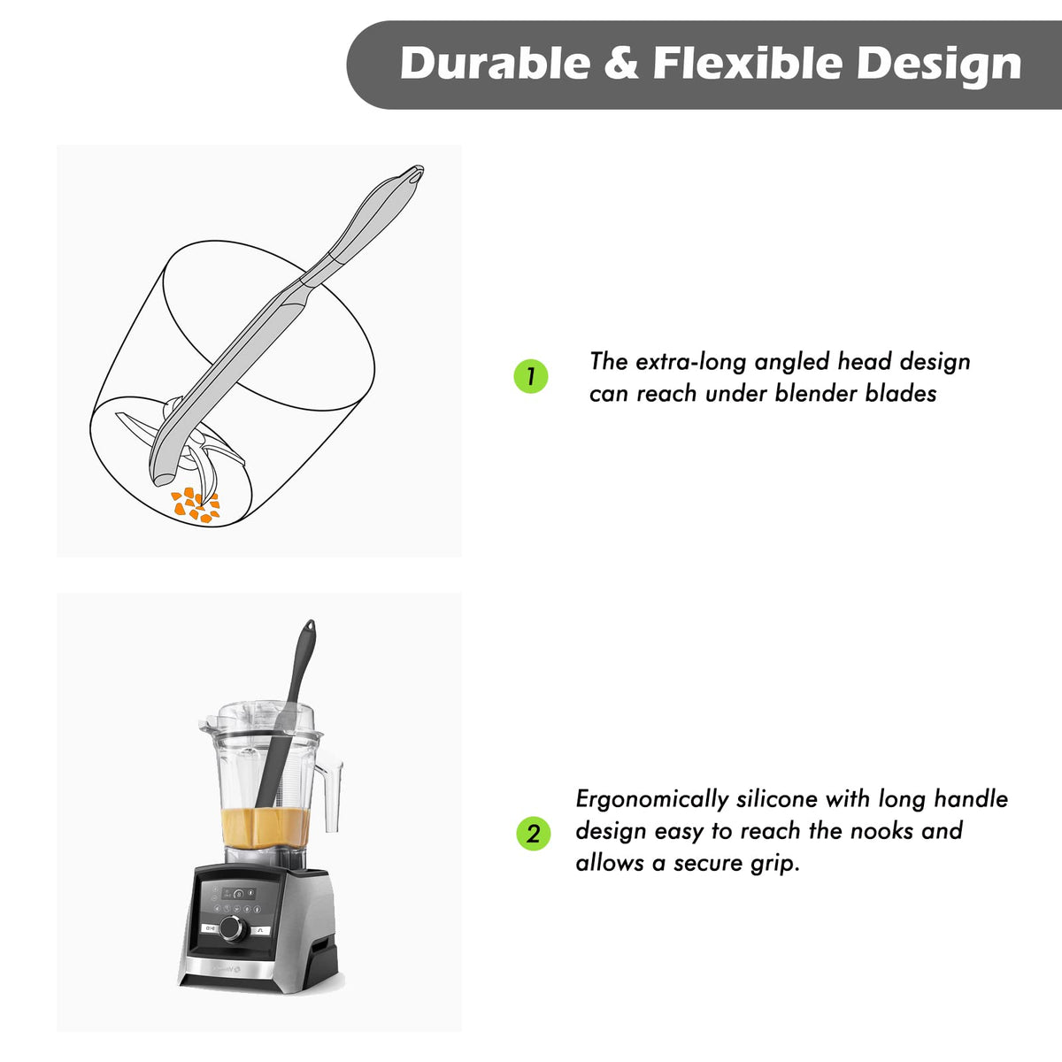 Nomiou blender spatula with ergonomic handle for secure grip