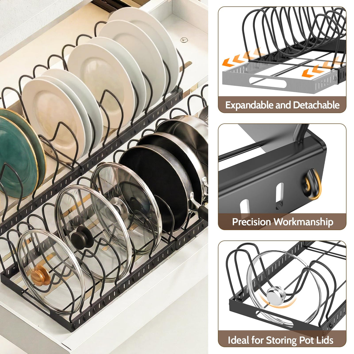 NomNest versatile storage fits inside cabinets and on countertops for a tidy kitchen.