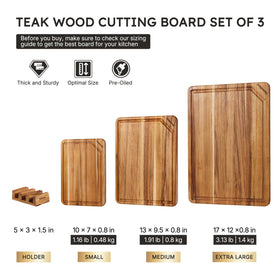 Nomsters 13-inch teak cutting board ideal for larger chopping tasks
