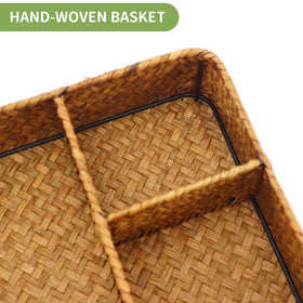 Nonam seagrass woven compartment organizer adds natural texture to desks and drawers.