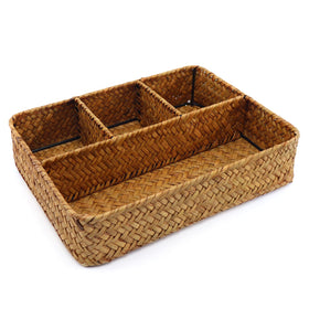 Nonam wicker baskets four-section tea bag and sugar holder for organized beverage stations.