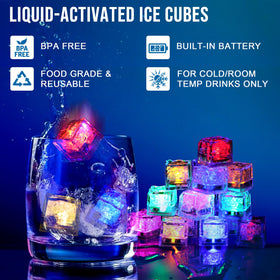 Nonley color-changing LED ice cubes in action brighten cocktails.