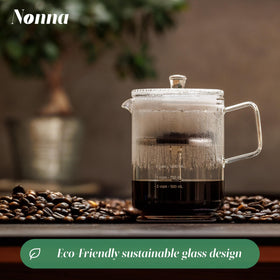 NONNA 2.0 glass basket and stem cradle coffee for balanced extraction