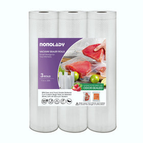 Nonolady vacuum sealer bags rolls, full-length view for flexible meal prep portions.