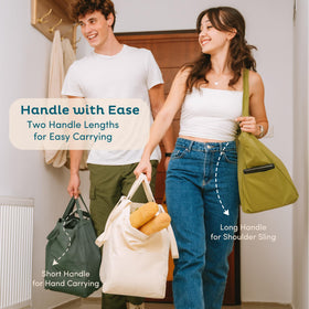Nook Theory side pockets on canvas bag for quick access