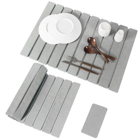 Nookawoo mat by the island keeps spills contained during meals.