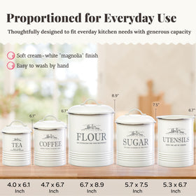 Noonberry flour canister on counter shows generous capacity for bulk baking.