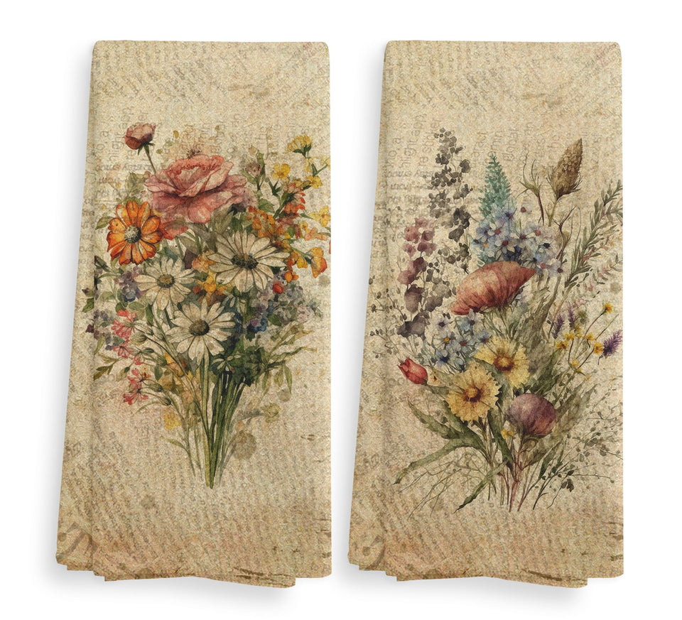 NOQL Vintage Floral kitchen towels spread for quick spill cleanup