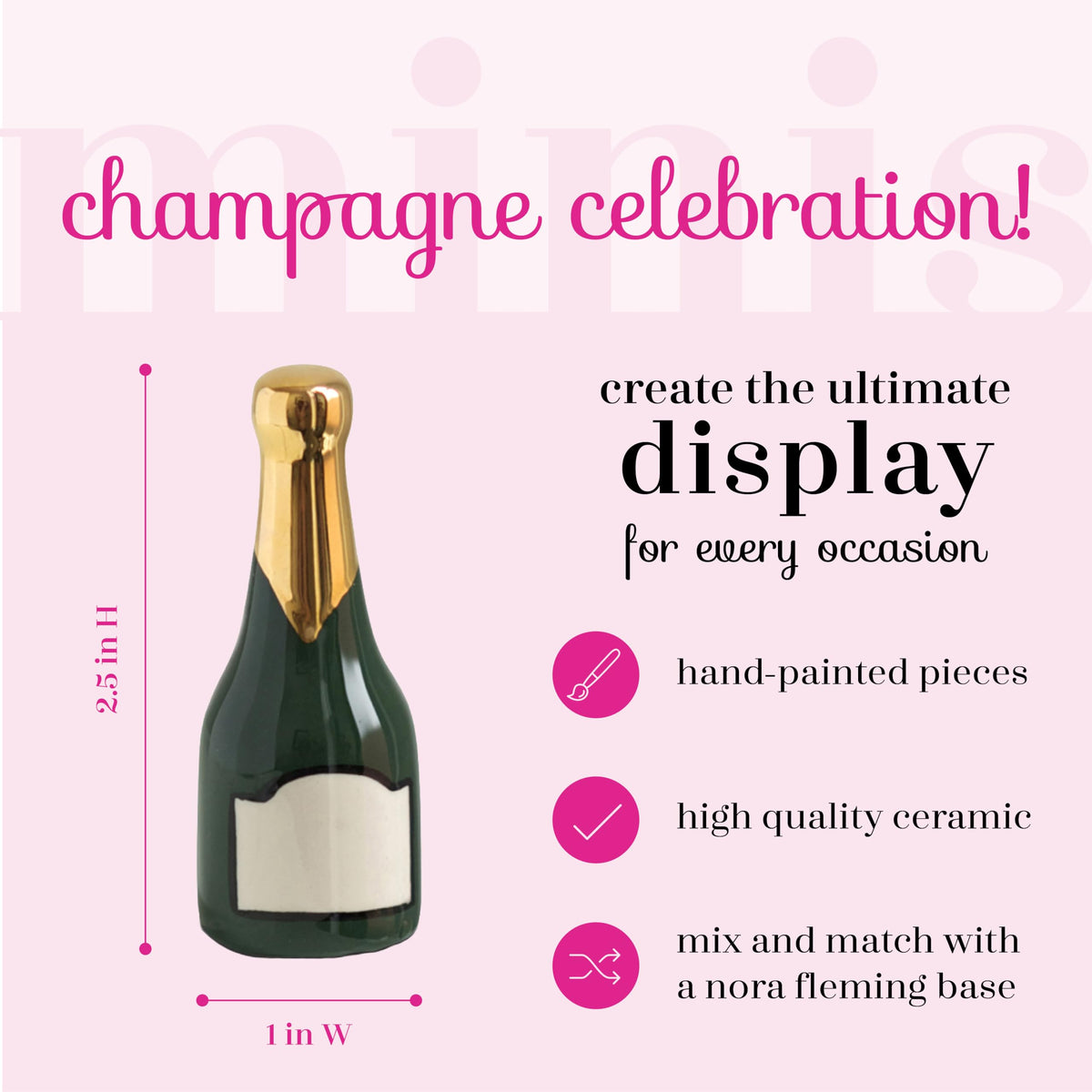 Nora Fleming Champagne Mini A94 close-up brushwork highlighting craftsmanship.