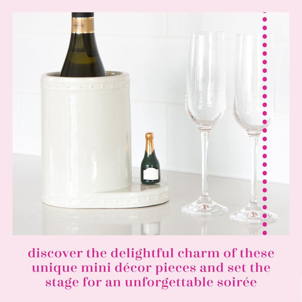 Nora Fleming Champagne Mini A94 on platter for a festive tablescape.