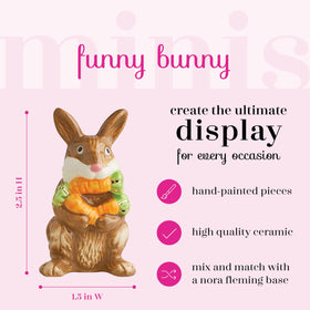 Nora Fleming Funny Bunny brown mini brightens mantel for spring display