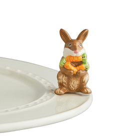 Nora Fleming Funny Bunny brown mini on tabletop adds seasonal charm
