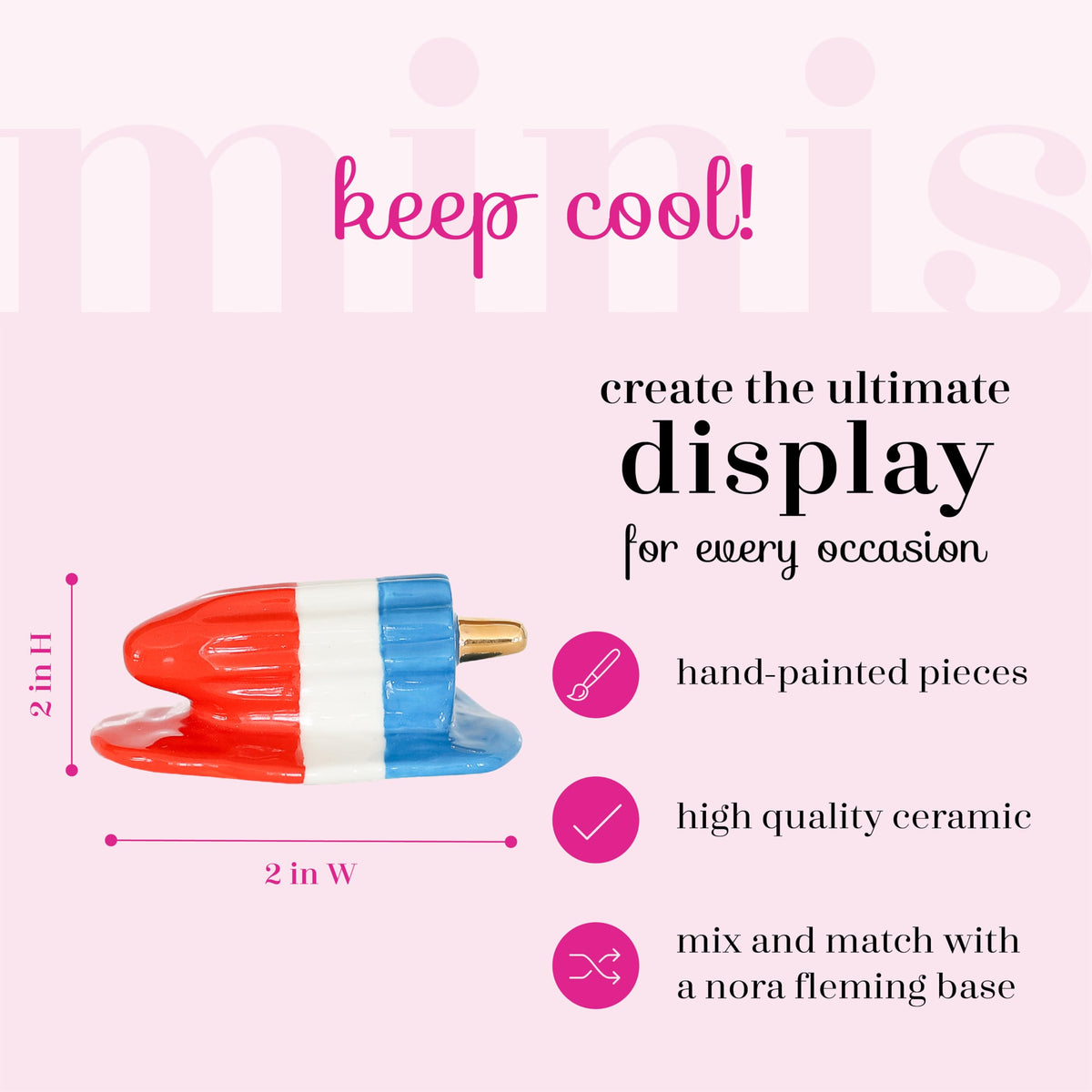 Close-up of hand-painted Keep Cool Popsicle mini with vibrant summer charm