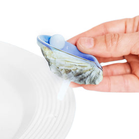 Nora Fleming Shuck Yeah oyster shell mini with base for easy seasonal displays