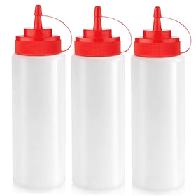 Norcalway 12oz condiment squeeze bottle with clear body for precise pouring.