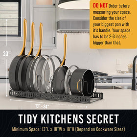 Norcalway baking sheet and cutting board storage keeps frequently used items within reach.