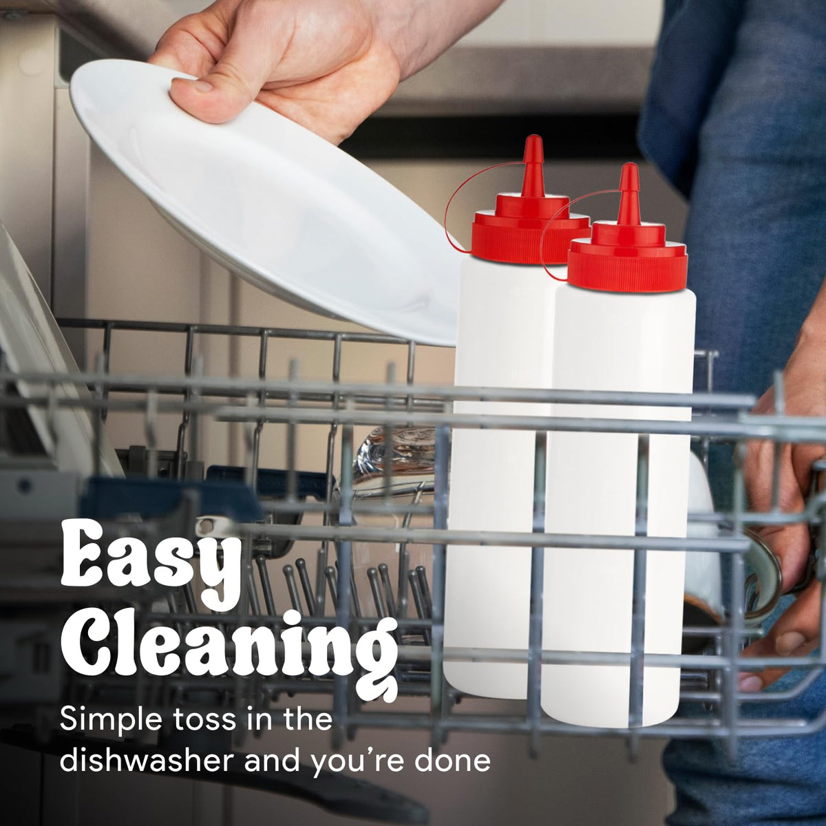 Norcalway dishwasher-safe squeeze bottles simplify post-meal cleanup.