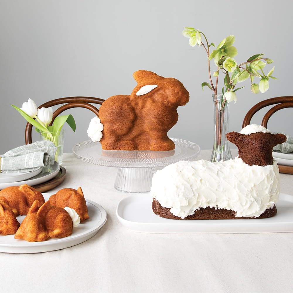 Nordic Ware 3D Lamb Cake Pan dimensions and cup capacity for even baking.
