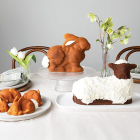 Nordic Ware 3D Lamb Cake Pan dimensions and cup capacity for even baking.