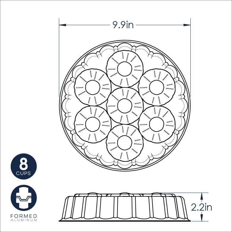 Pan measures 9.9 inches in diameter for even baking