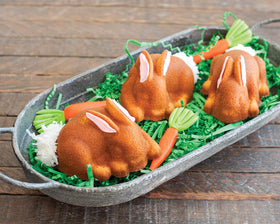 Nordic Ware Baby Bunny Cakelet toffee finish adds charming presentation for festive desserts.