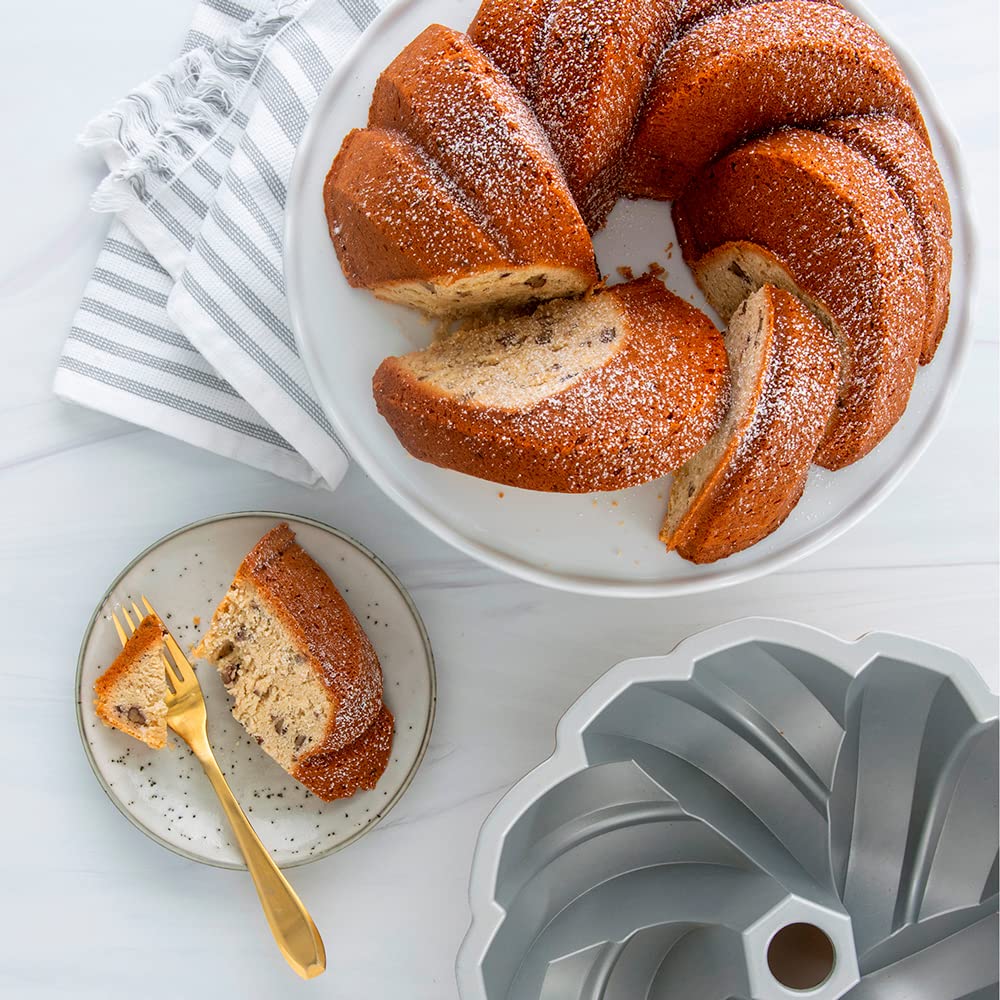 Nordic Ware Bundt cake glazed or dusted beautifully
