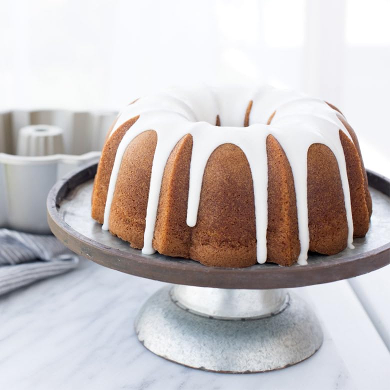 Cast aluminum Bundt pan from Nordic Ware ensures uniform heat distribution.