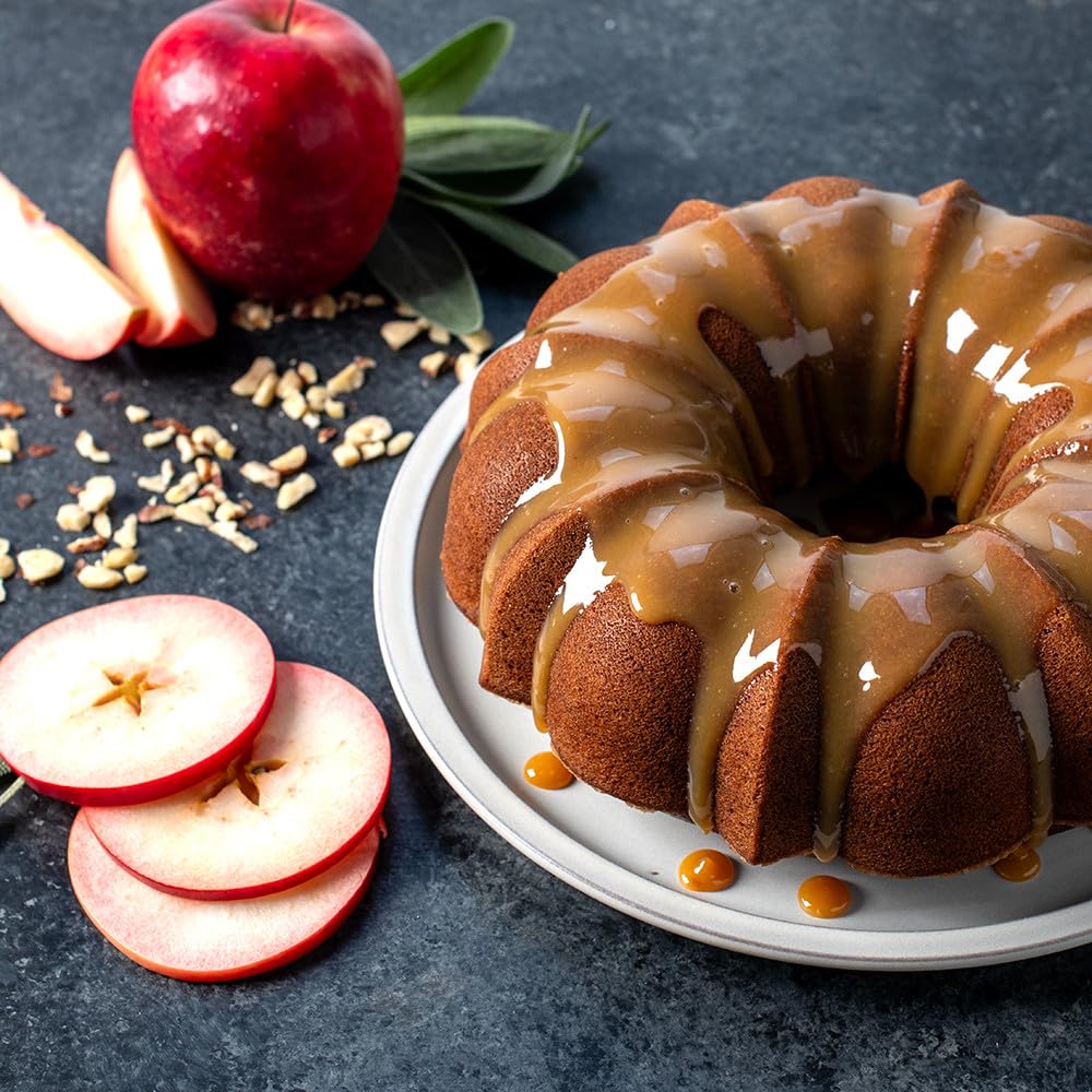 Built-in handles on Nordic Ware Bundt pan simplify lifting and unmolding.