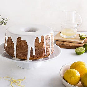 Nordic Ware Classic Cast Pound Cake Pan side profile highlights sturdy cast aluminum construction.