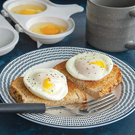 Nordic Ware 2-cavity egg poacher cooks two eggs evenly for quick mornings