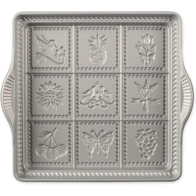 Nordic Ware English shortbread pan showcases molded shapes for detailed cookies.