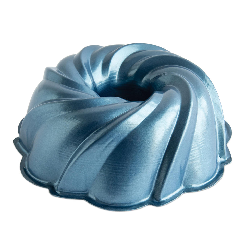 Nordic Ware formed swirl Bundt 10 cup Twilight Blue, ideal for showpiece cakes.