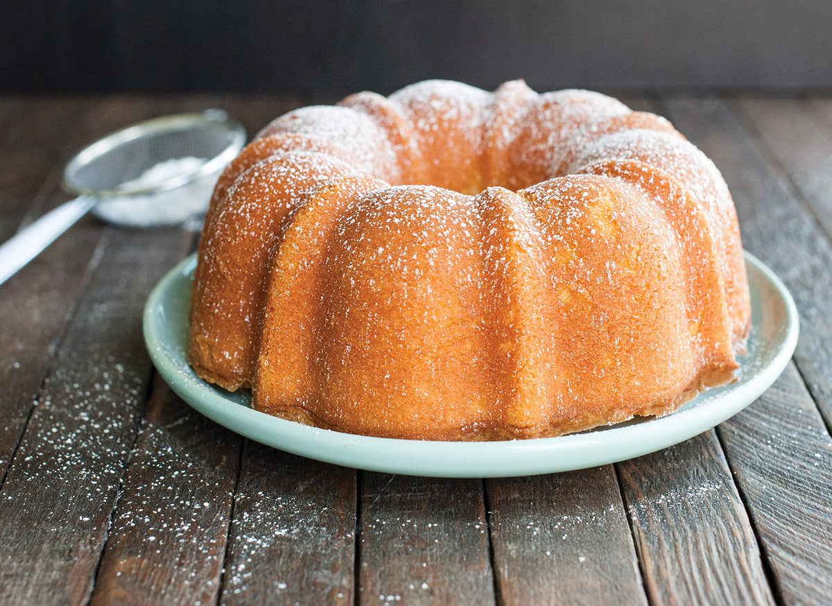 Nordic Ware Bundt cake removal angled shot suggests smooth release