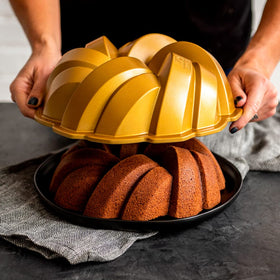 Nordic Ware gold exterior Bundt pan for premium presentation