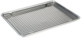 Nordic Ware half sheet pan for even browning and spacious baking surface.