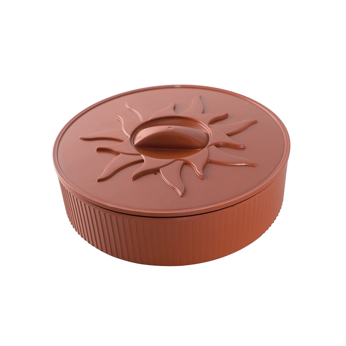 Nordic Ware tortilla warmer top view; 10-inch design keeps tortillas warm.