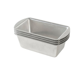 Nordic Ware Natural Aluminum mini loaf pans showing a four-pan set for even browning.