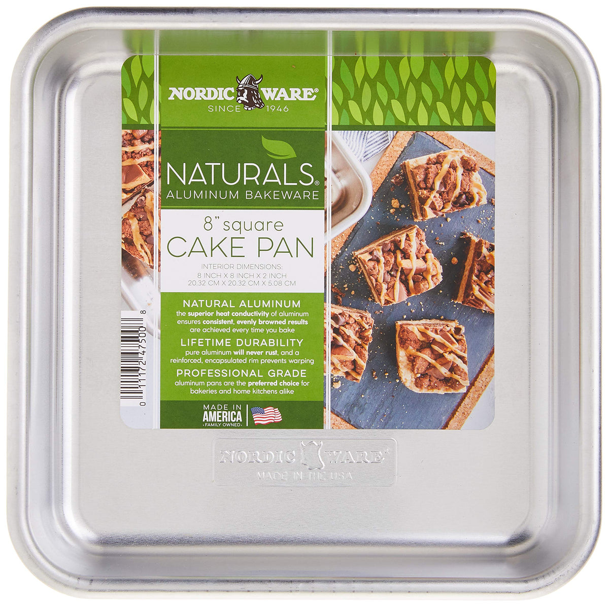 Nordic Ware Naturals aluminum 8x8 square pan – proudly made in the USA for lasting quality.