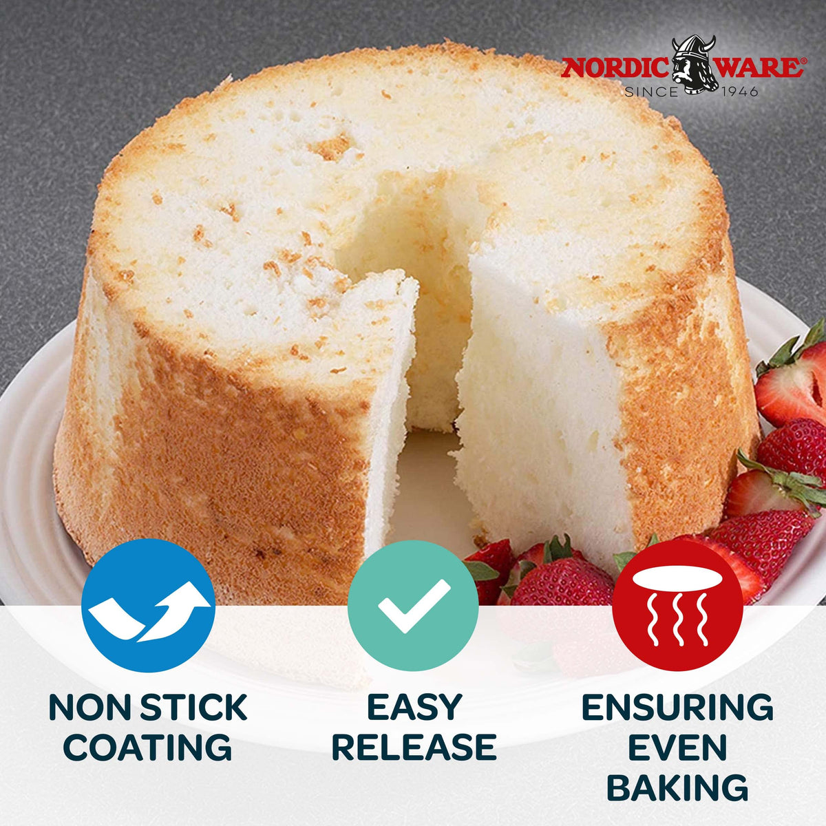 Nordic Ware Naturals interior measures 9.375 inches for ample capacity.