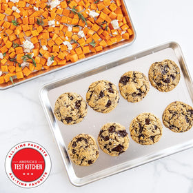 Nordic Ware Naturals one-eighth sheet pan ideal for small-batch roasting.