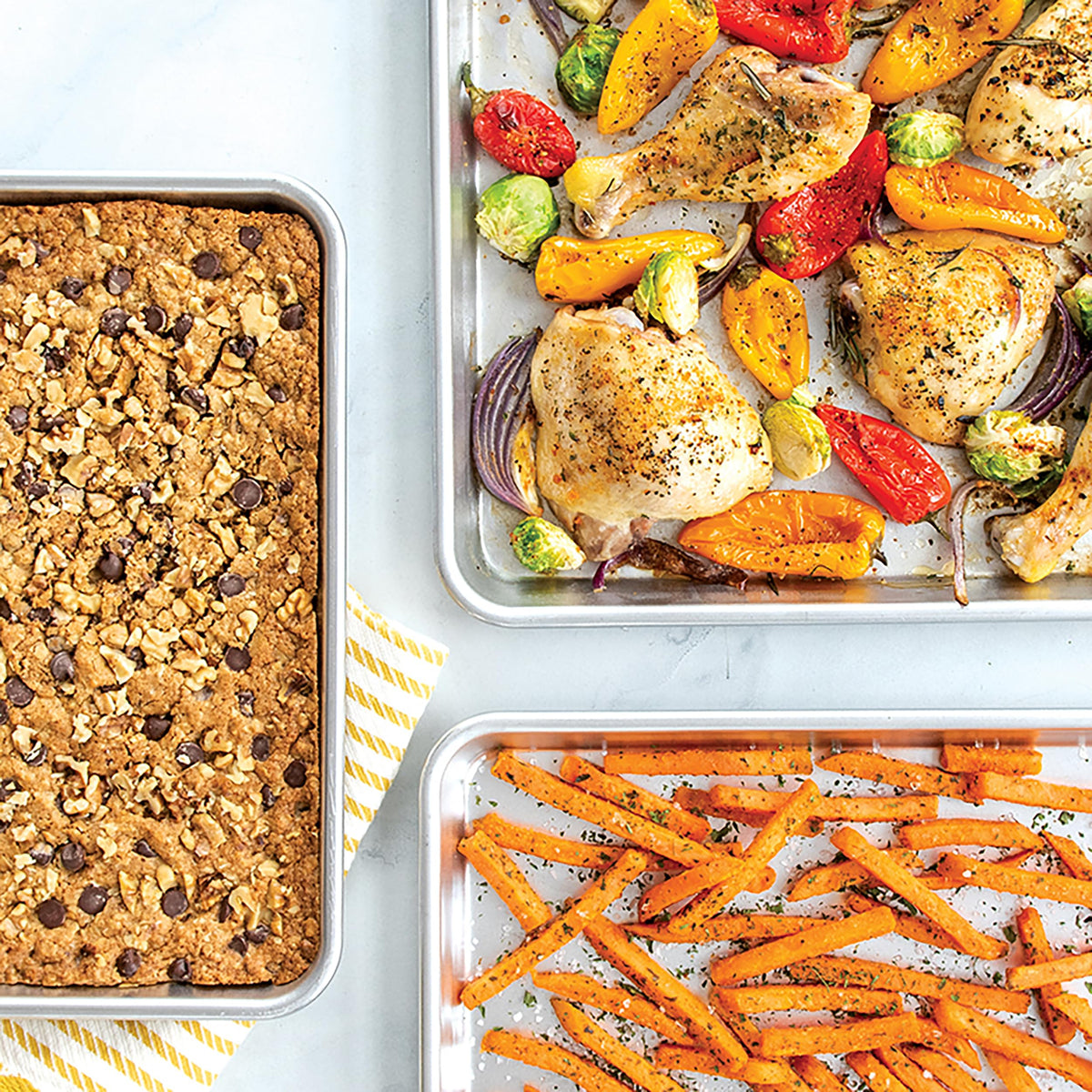 Nordic Ware Naturals quarter sheet pan ideal for sheet dinners and cookies.