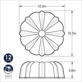 Dimensions of Nordic Ware Bundt pan: 10.5-inch diameter and 3.8-inch height.