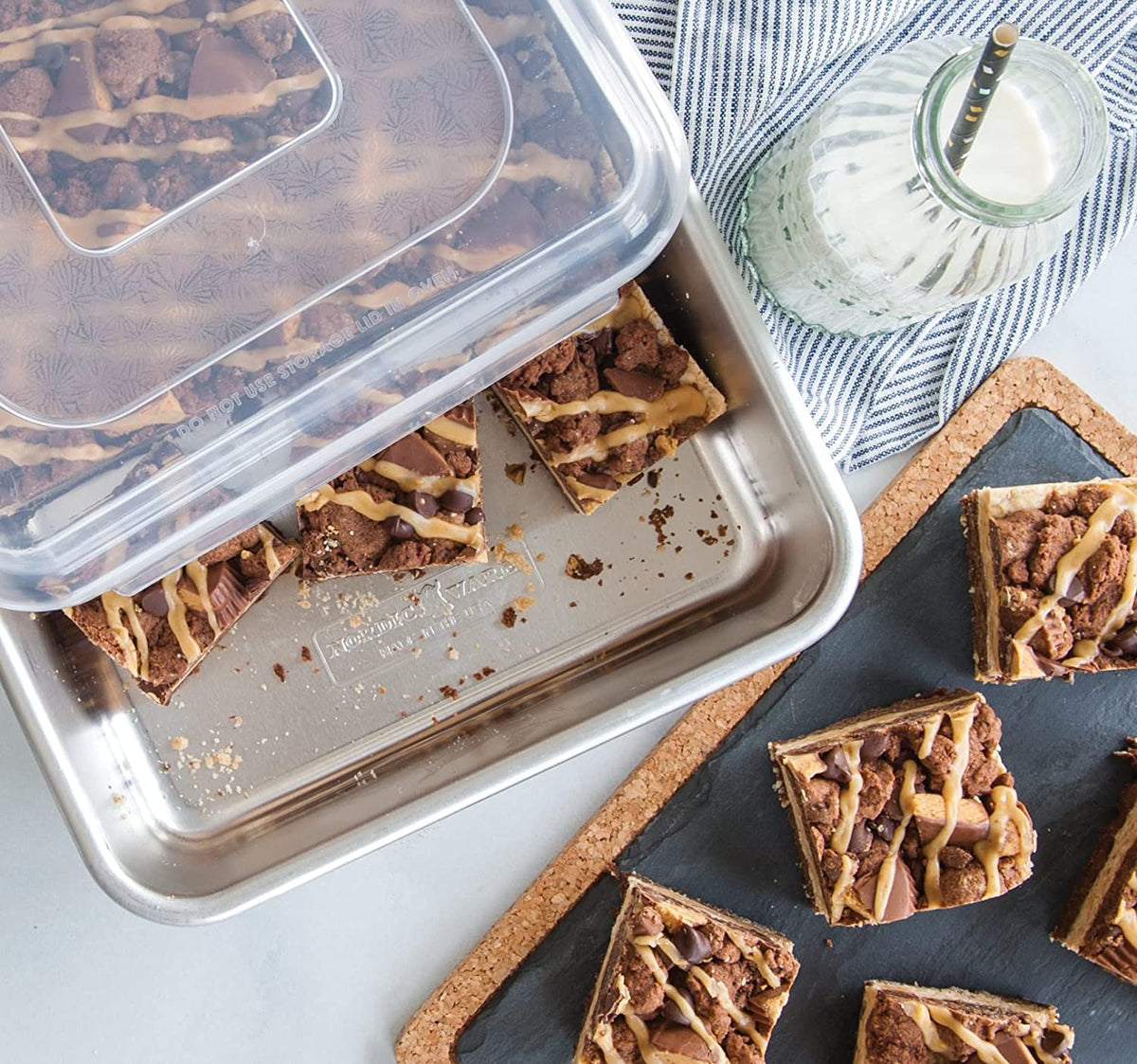 Nordic Ware pan with parchment or silicone compatibility for easy cleanup.