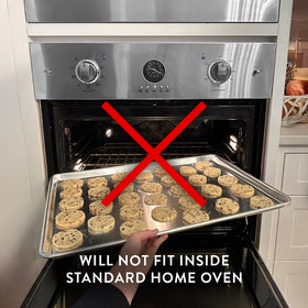 Nordic Ware pan compatible with parchment paper and silicone baking mats for easy cleanup.