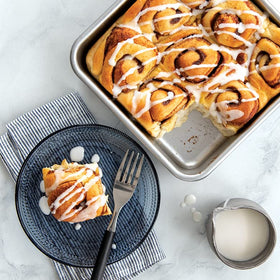 Nordic Ware pan with parchment paper for easy release.