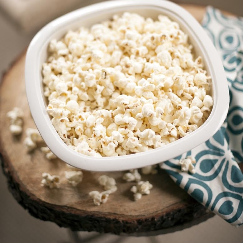Nordic Ware popcorn popper lid view showing even popping and splatter prevention.